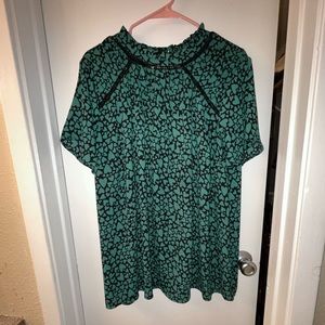 Green heart print blouse